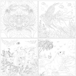 Set 4 modele carton pre-desenat Marine Art Therapy Phoenix