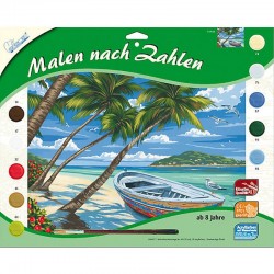 http://Pictura pe numere Plaja cu palmieri