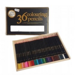Set 36 creioane colorate cutie lemn Grafix