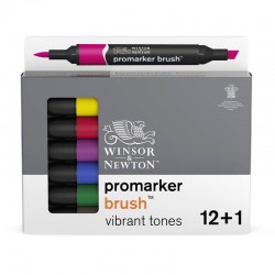 Set 12+1 Promarker Brush Vibrant Tones Winsor & Newton
