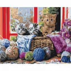 Pictura pe numere Kittens In A Basket Atelier