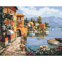 Pictura pe numere Cozy Seaside Town Atelier