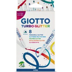 Set 8 carioci cu sclipici Turbo Glitter Giotto