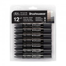 Set 12+1 Neutral Greys BrushMarker Winsor & Newton
